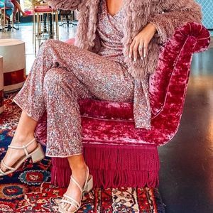 SPARKLY  REVOLVE Saylor Jumpsuit Pink with Sequins